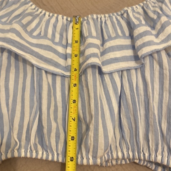 J.Crew off shoulder white and blue cotton crop top . Size S - Picture 7 of 9
